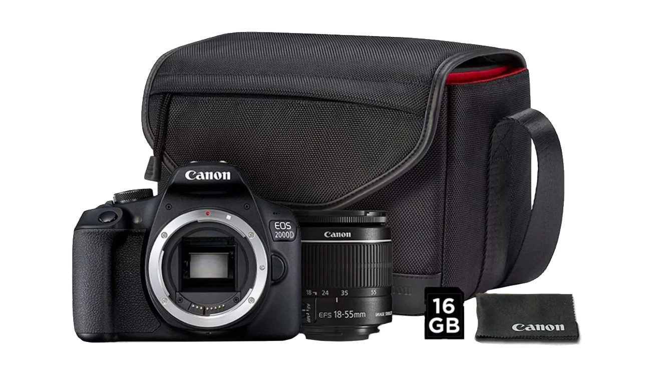 Zestaw Canon EOS 2000D + EF-S 18-55mm f/3.5-5.6 + torba + karta
