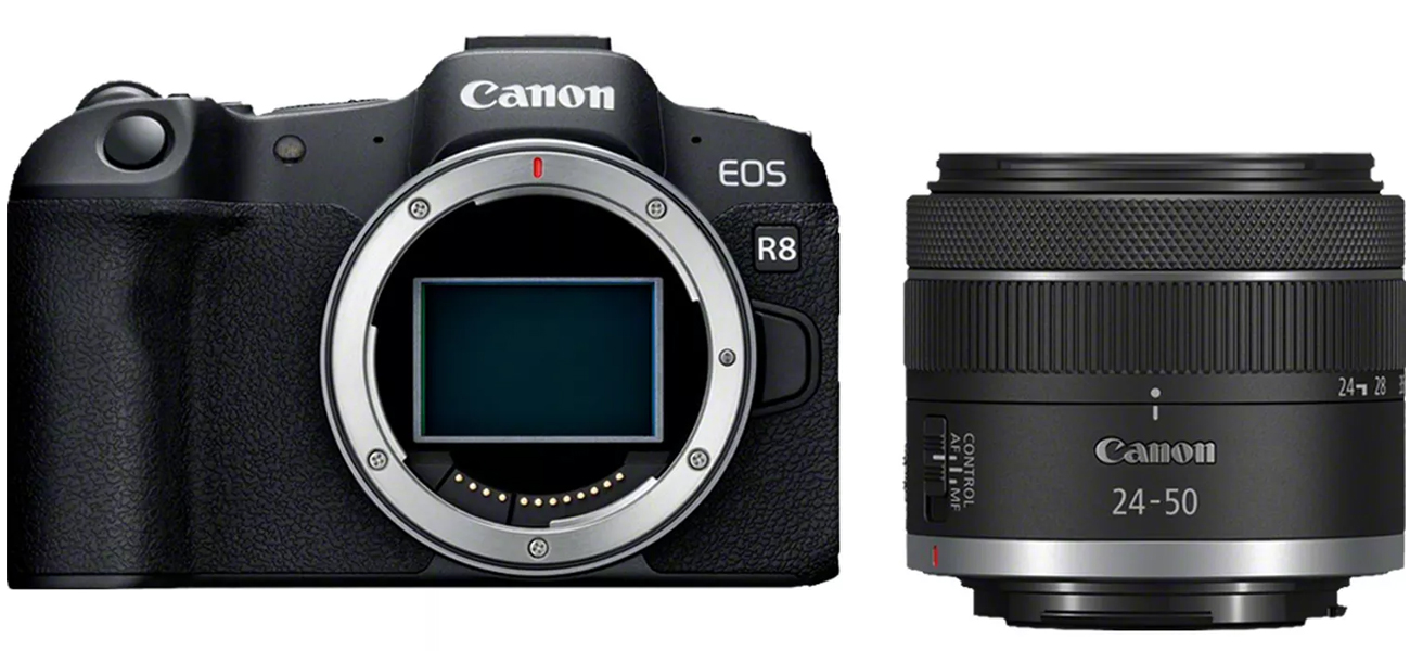 Spiegellose Kamera Canon EOS R8 mit RF 24-50mm f/4.5-6.3 IS STM Objektiv