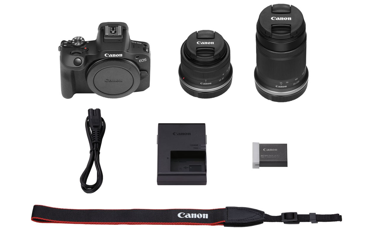 Spiegellose Kamera Canon EOS R100 + RF-S 18-45mm IS STM + RF-S 55-210mm IS STM