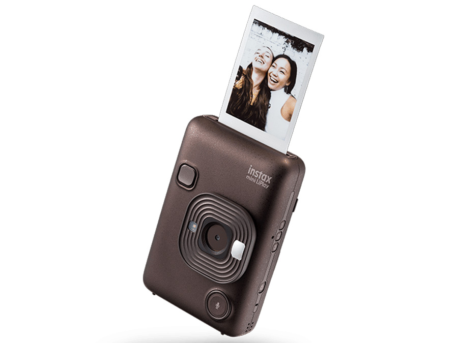 Fujifilm Instax mini LiPlay Kamera druckt ein Foto von zwei lachenden Frauen