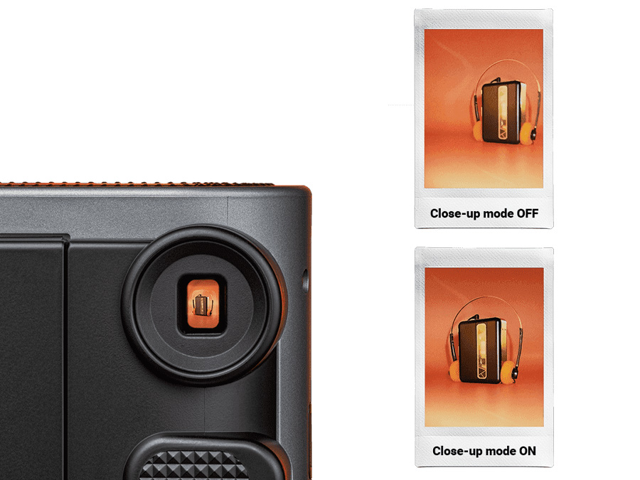 Vergleichsbild des Nahmodus bei der Fujifilm Instax mini 41 – mit und ohne Makrofunktion