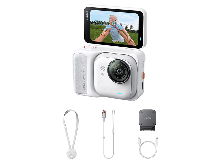 Sportkamera Insta360 GO Ultra Arctic White mit Zubehör