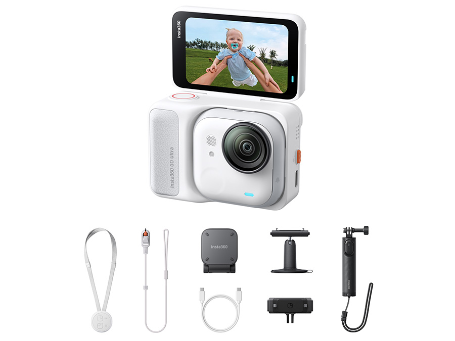 Sportkamera Insta360 GO Ultra Arctic White mit Zubehör