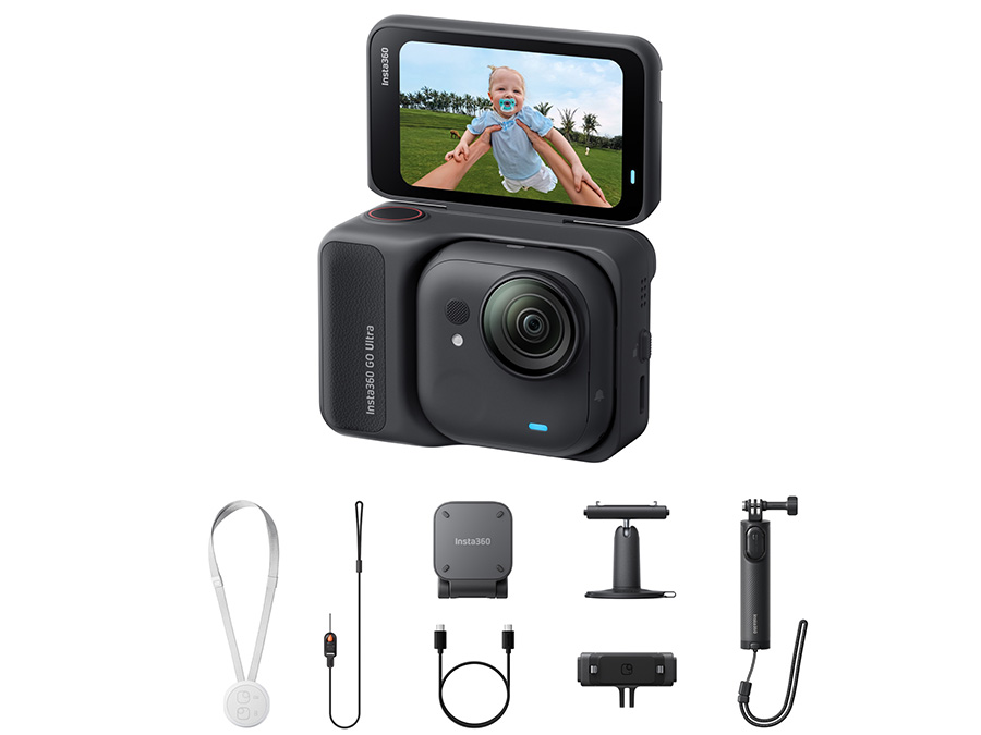 Sportkamera Insta360 GO Ultra Midnight Black mit Zubehör