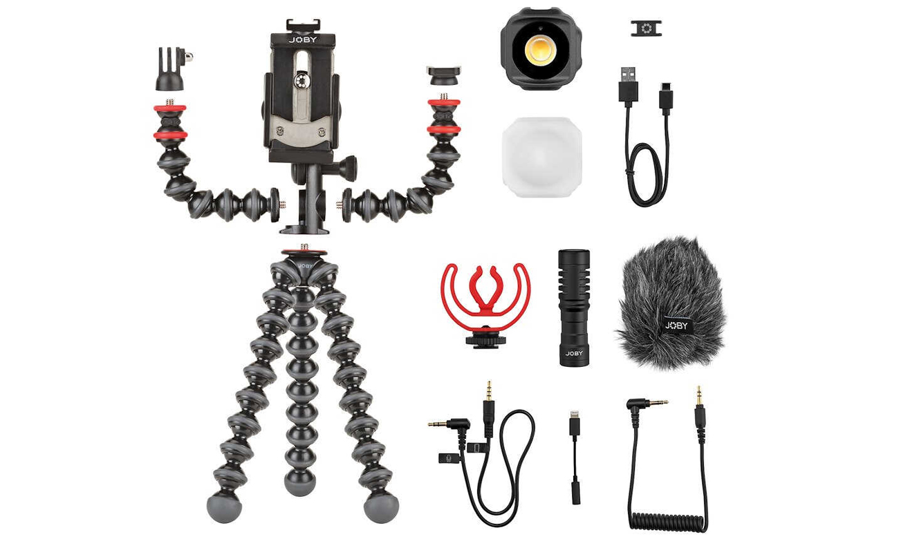 zawartość zestawu joby gorillapod mobile vlogging kit