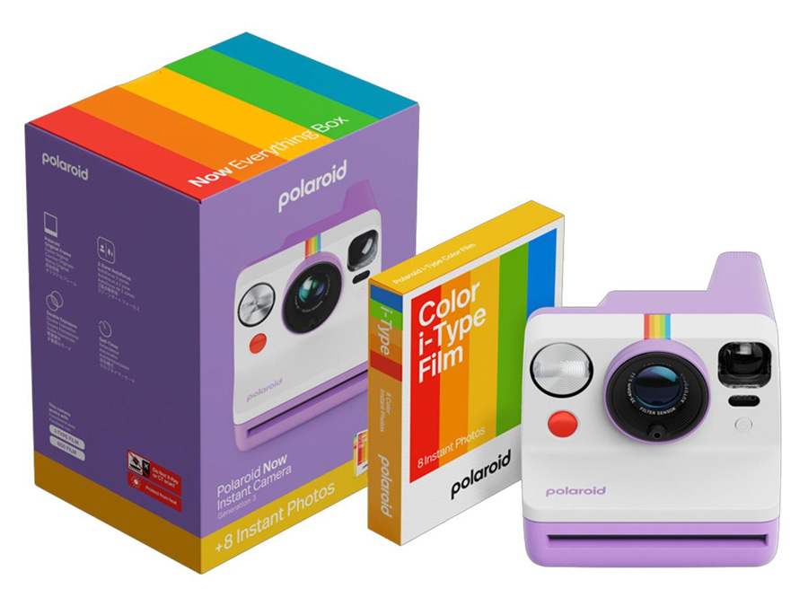 Auslöserkamera Polaroid Now Gen 3 lila + Filme (8 Fotos)