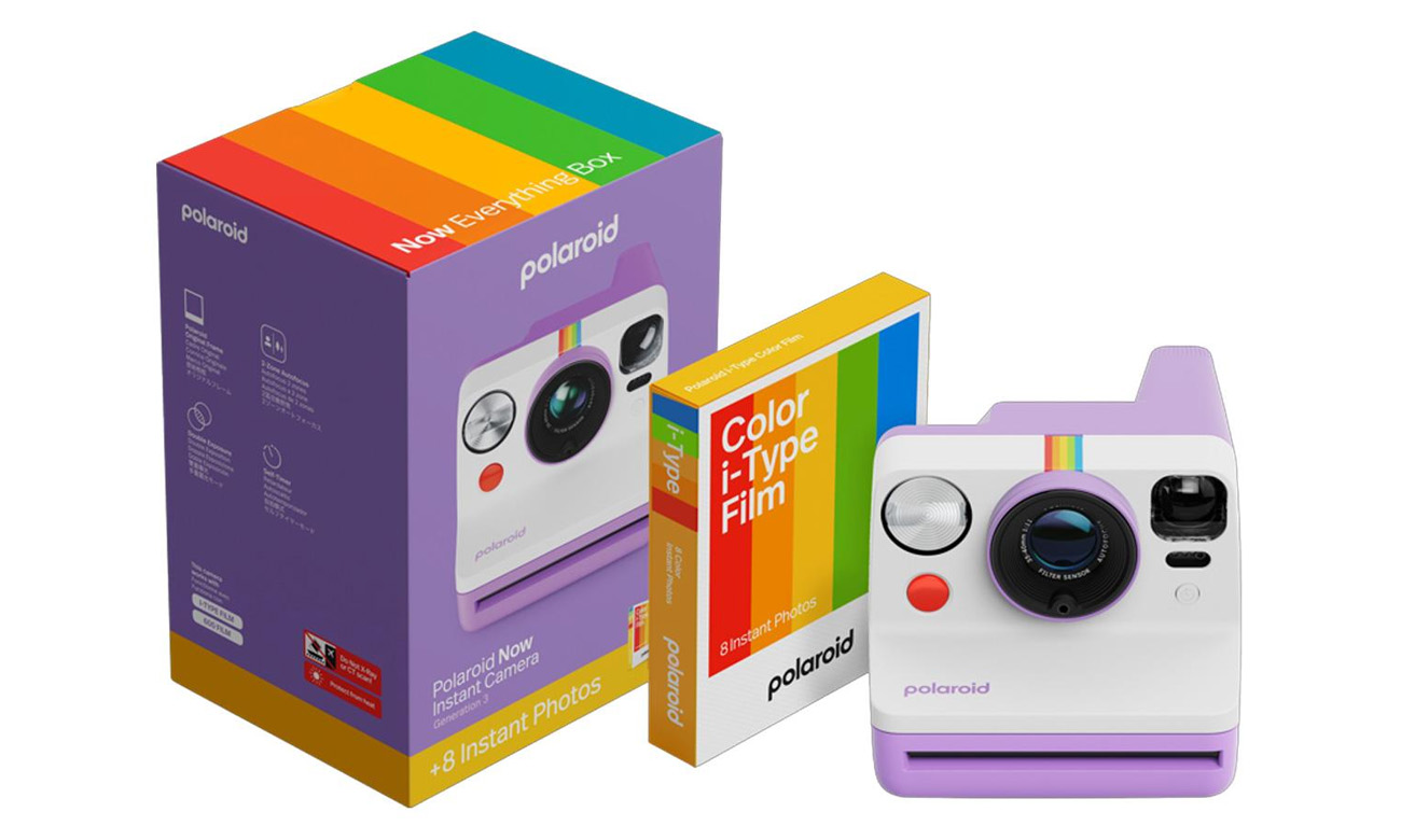 Auslöserkamera Polaroid Now Gen 3 lila + Filme (8 Fotos)