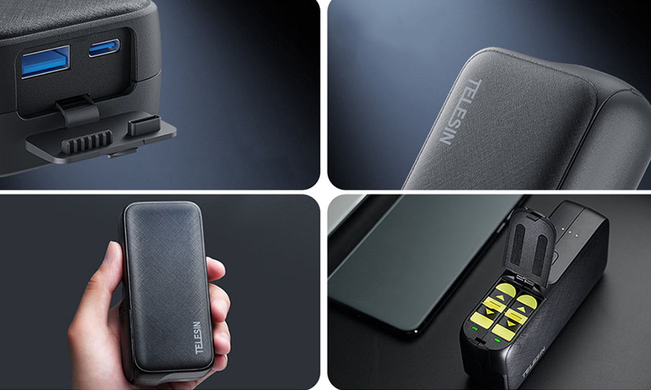 Ladegerät mit Powerbank TELESIN für GoPro Hero 11 / 10 / 9