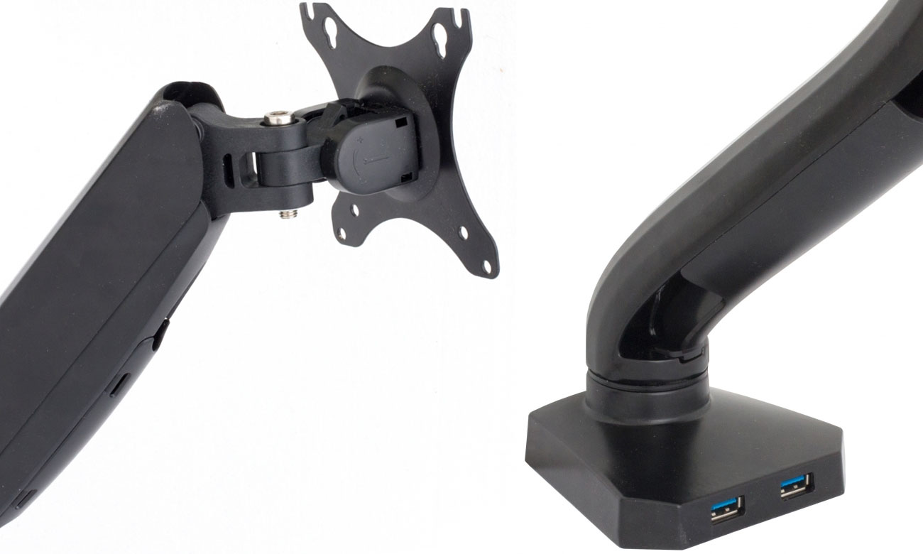 Uchwyt z gniazdem  USB 3.0 ART L-17GD do jednego monitora