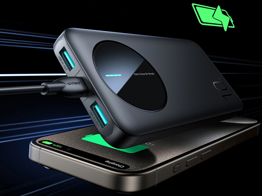 Powerbank Joyroom JR-PBF12 10000mAh 2,4A 2x USB-A 1x USB-C - schwarz