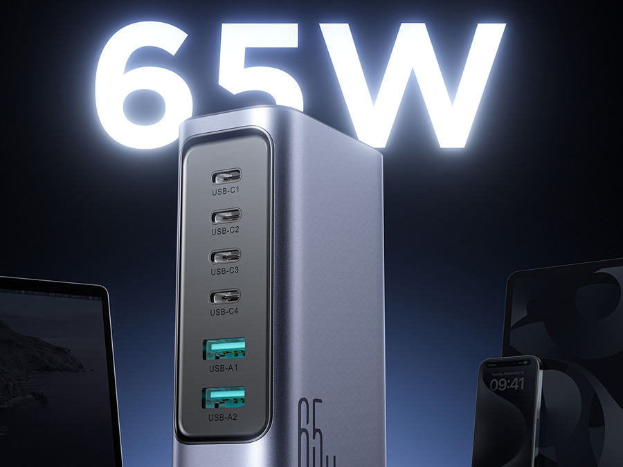 Joyroom JR-TCM02 Mehrfachsteckdose GaN 65W EU 4x USB-C 2x USB-A