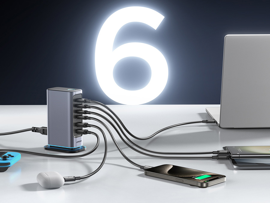 Joyroom JR-TCM02 Mehrfachsteckdose GaN 65W EU 4x USB-C 2x USB-A