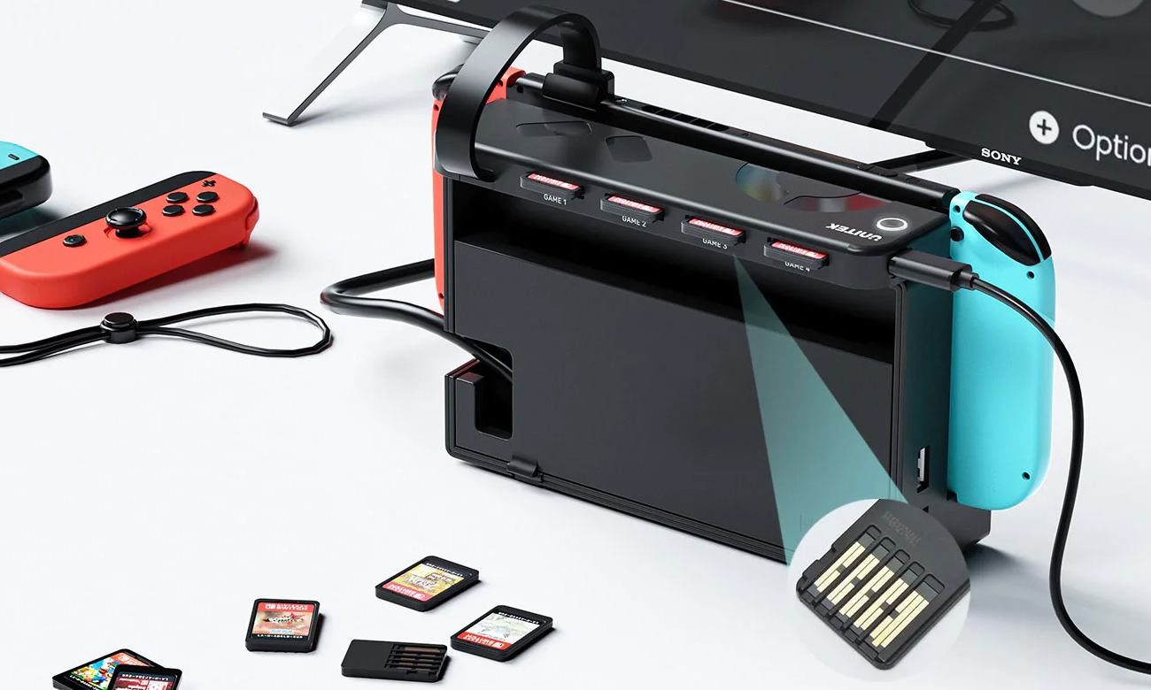 Kartenleser für 4 Nintendo Switch Spielekarten von Unitek
