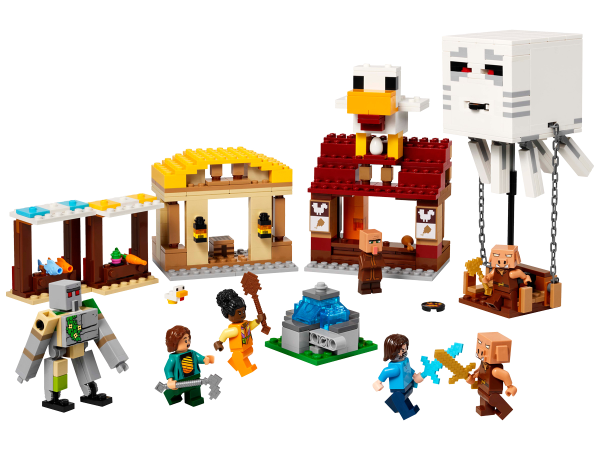 LEGO Minecraft 21272 Angriff des Ballon-Ghasts auf das Dorf
