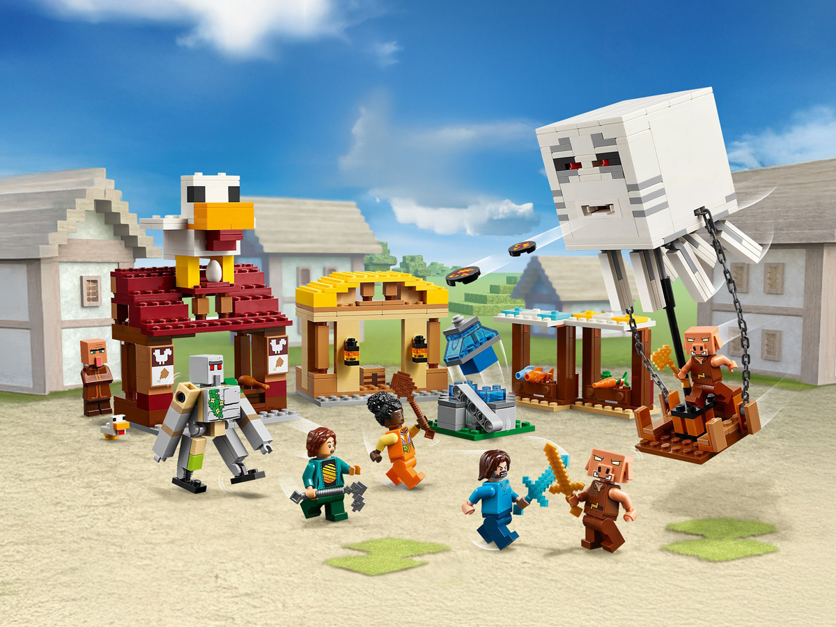 LEGO Minecraft 21272 Angriff des Ballon-Ghasts auf das Dorf
