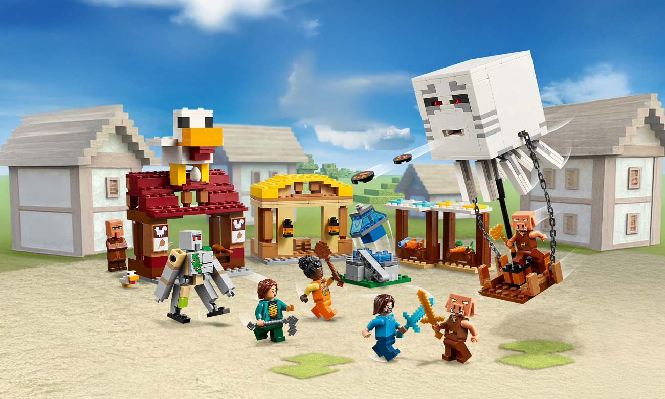 LEGO Minecraft 21272 Angriff des Ballon-Ghasts auf das Dorf