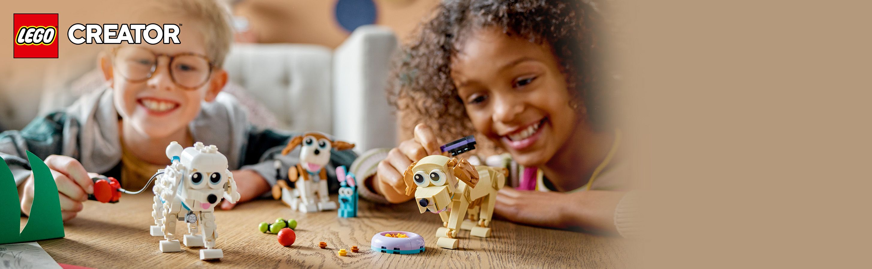 Trzy grupy uroczych psiaków w jednym zestawie