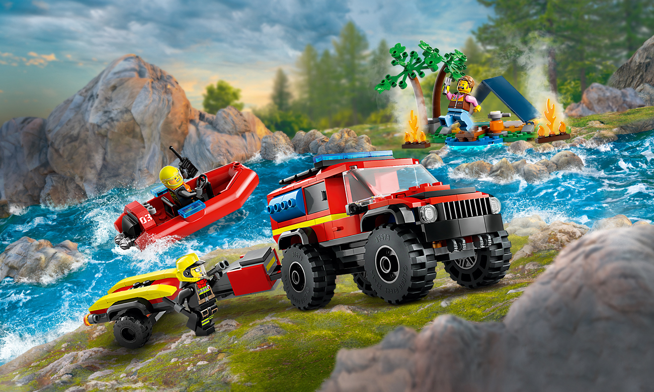 LEGO City Geländewagen der Feuerwehr mit Rettungsboot