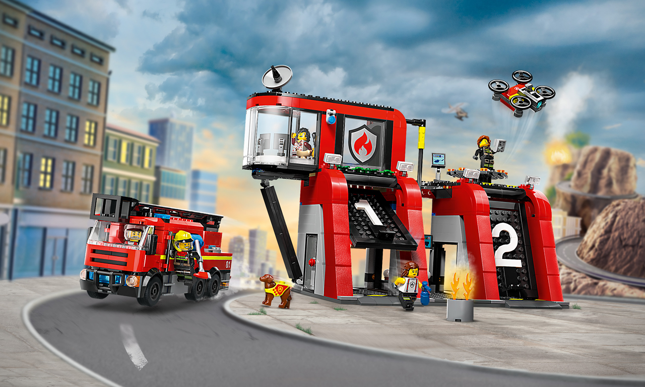 LEGO City 60414 Feuerwehrstation mit Drehleiterfahrzeug